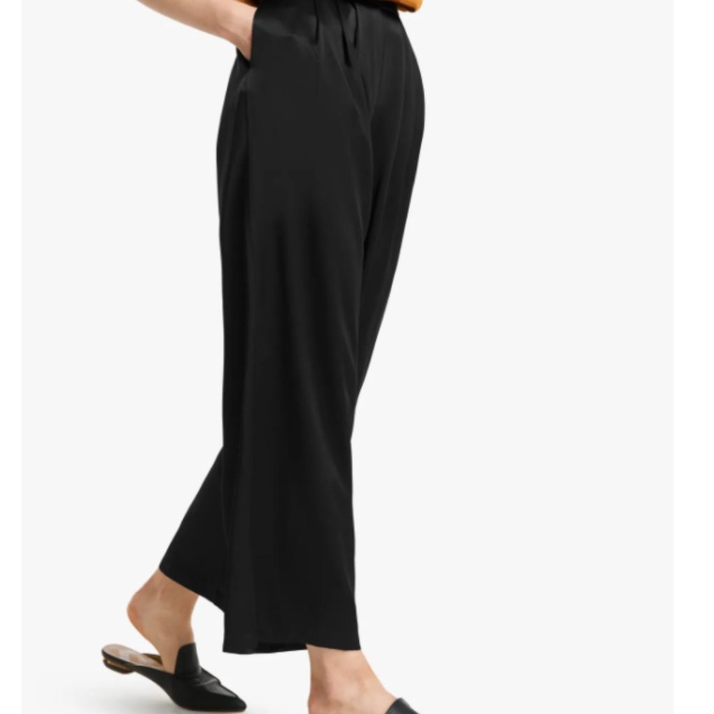 Lilysilk High-Waisted Pleated Pants, Elegant Black Silk Pants